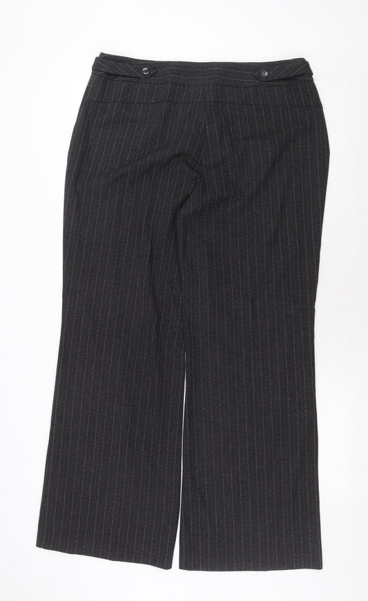 David Emmanuel Womens Grey Striped Polyester Dress Pants Trousers Size 14 Regular Zip
