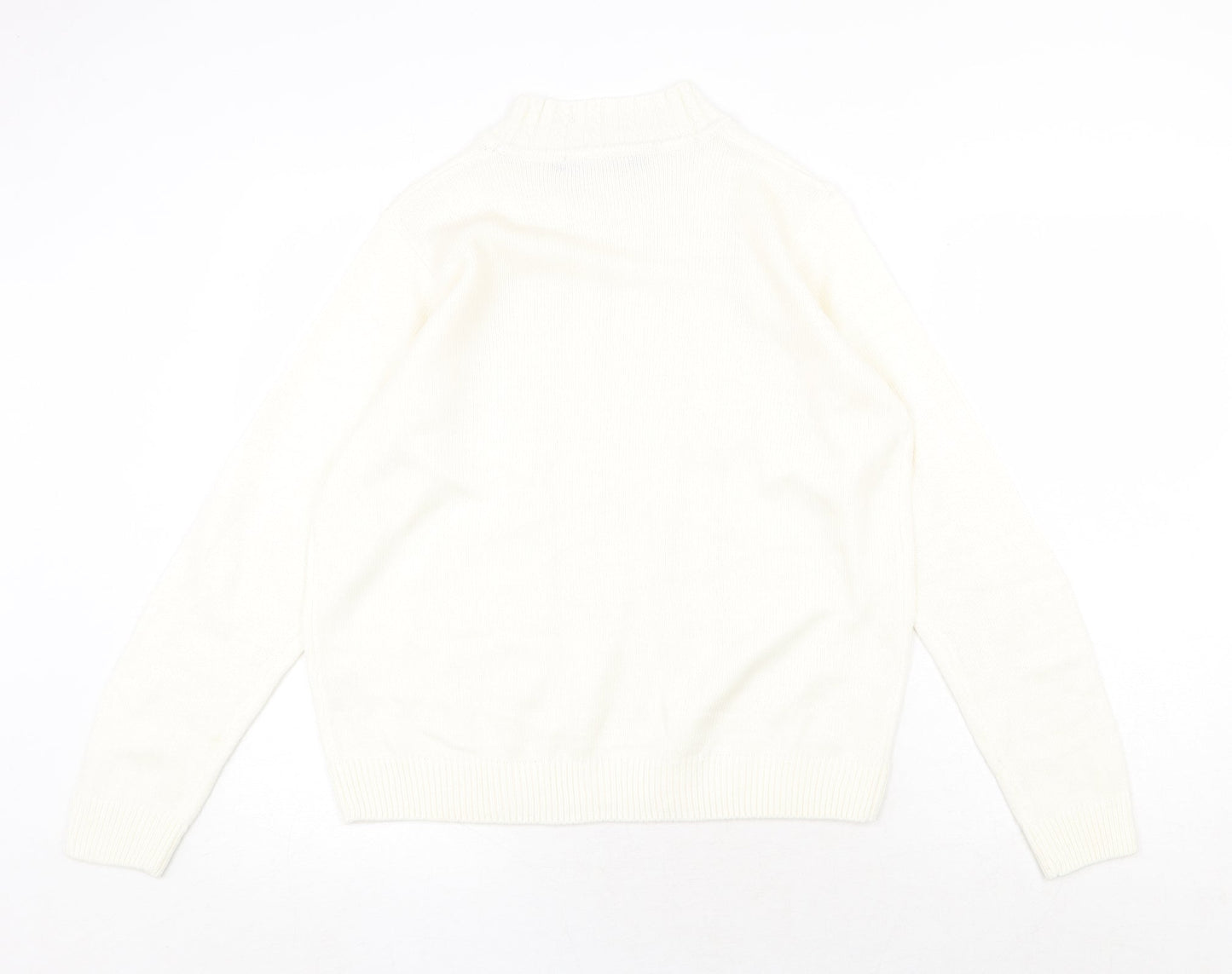 EWM Womens White Round Neck Acrylic Pullover Jumper Size 14 - Size 14-16