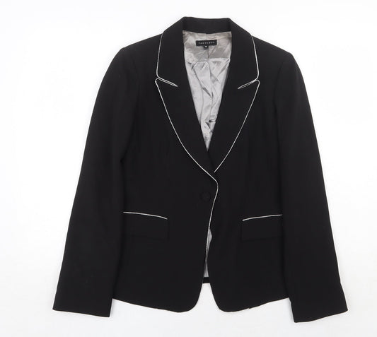 Tuchuzy Womens Black Polyester Jacket Blazer Size 14 Button