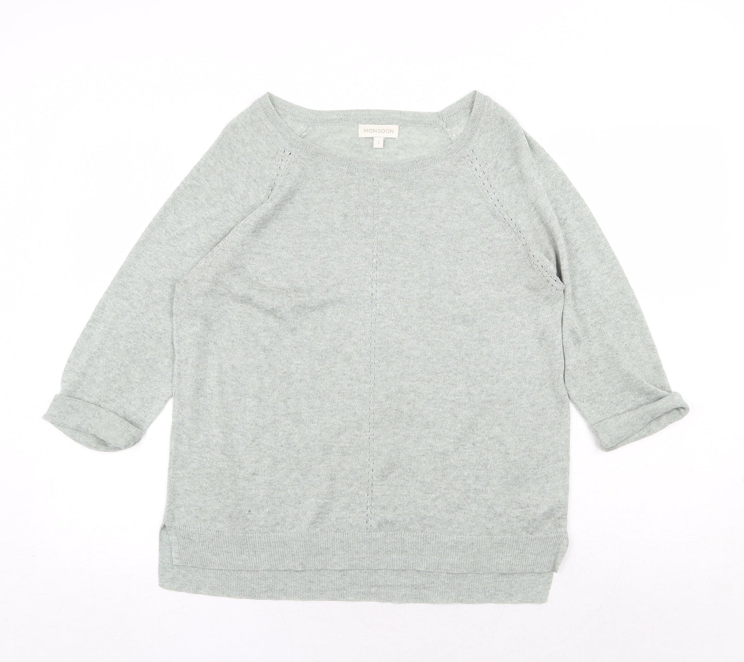 Monsoon Womens Green Boat Neck Viscose Pullover Jumper Size S