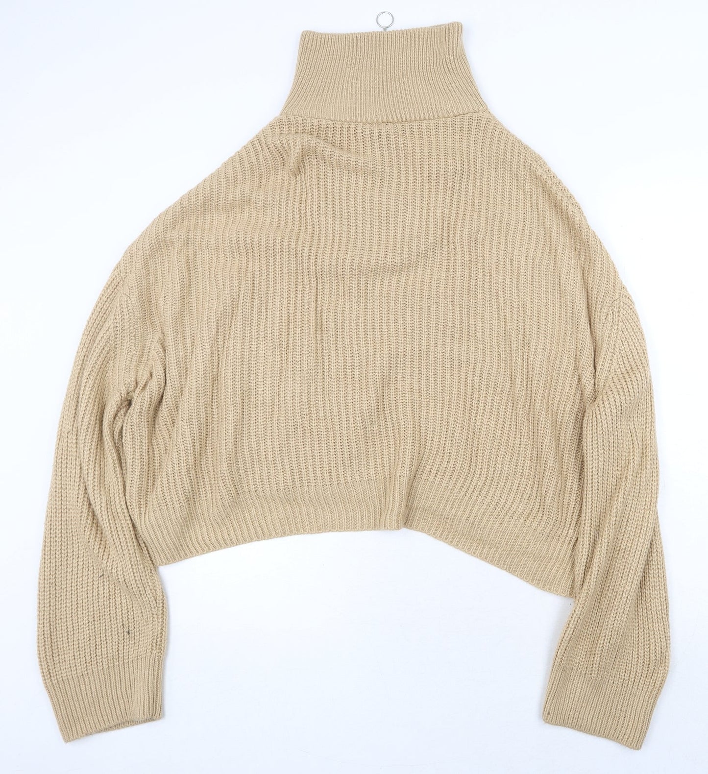 New Look Womens Beige High Neck Acrylic Pullover Jumper Size L