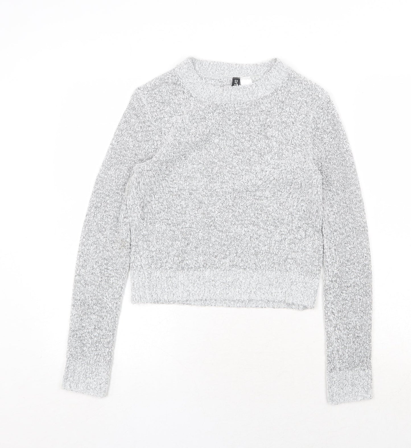 H&M Womens Grey Round Neck Acrylic Pullover Jumper Size XS