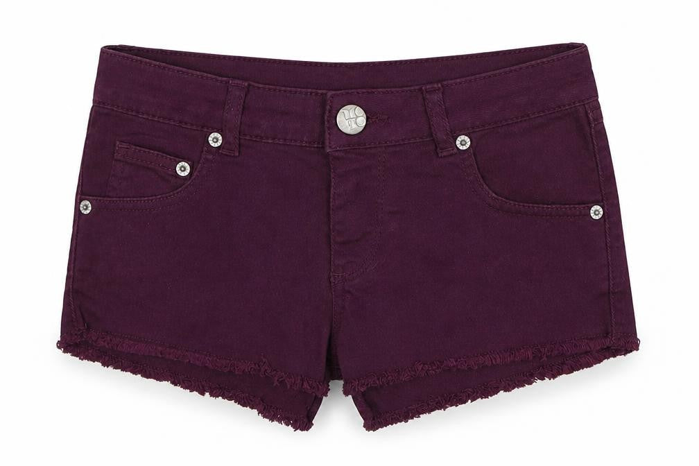 Topshop Womens Purple Cotton Cut-Off Shorts Size 25 in Regular Zip