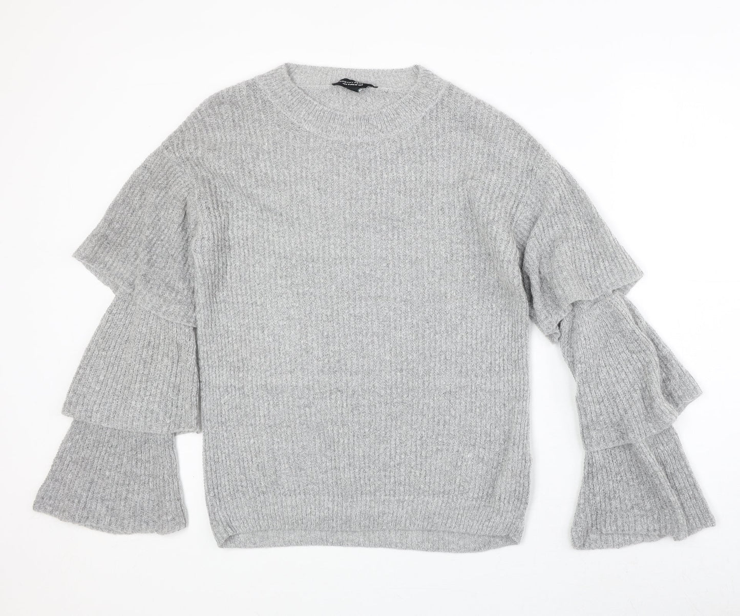 Dorothy Perkins Womens Grey Round Neck Acrylic Pullover Jumper Size 10