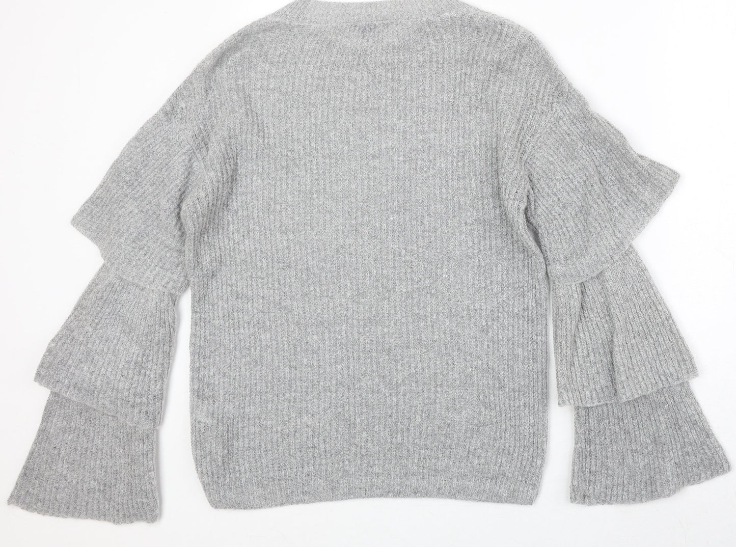 Dorothy Perkins Womens Grey Round Neck Acrylic Pullover Jumper Size 10