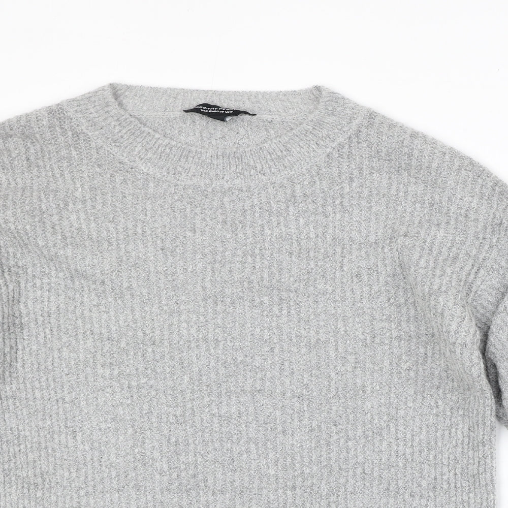 Dorothy Perkins Womens Grey Round Neck Acrylic Pullover Jumper Size 10
