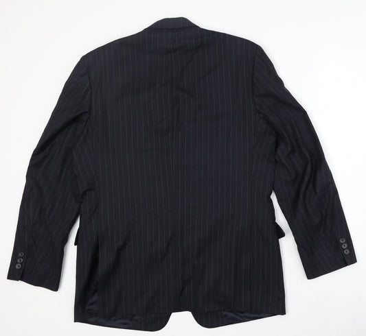 Beale & Inman Mens Blue Striped Wool Jacket Suit Jacket Size 42 Regular