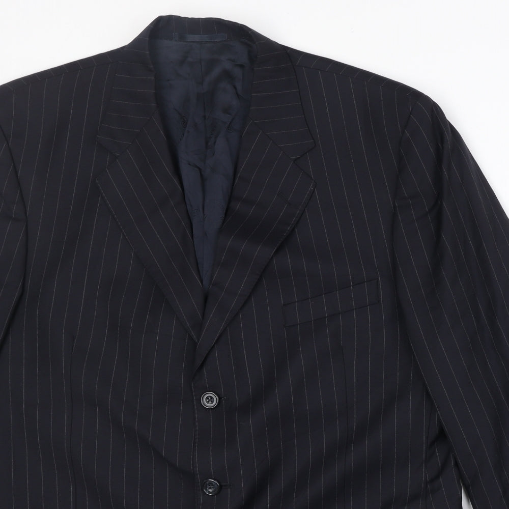 Beale & Inman Mens Blue Striped Wool Jacket Suit Jacket Size 42 Regular
