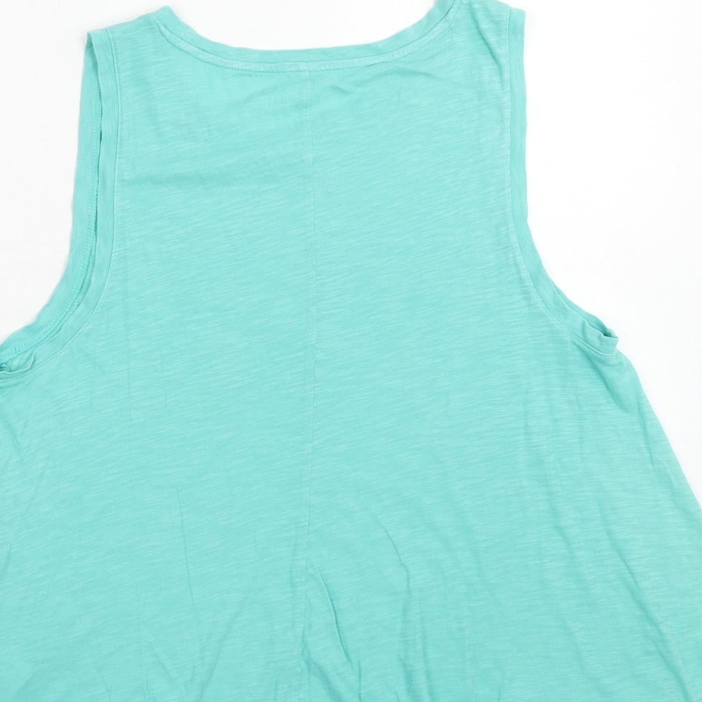 Gap Womens Green Cotton Basic Tank Size M Boat Neck