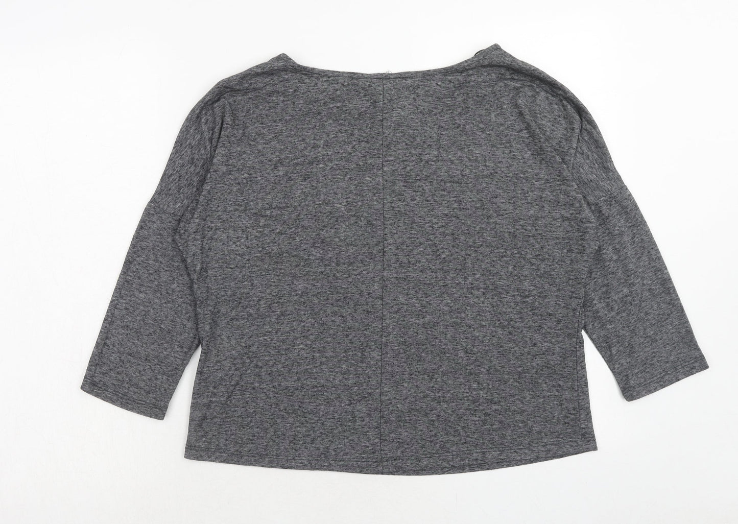 Select Womens Grey Polyester Basic Blouse Size 10 Boat Neck