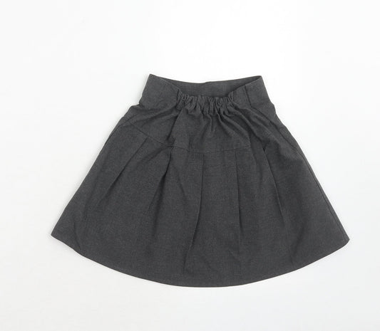Marks and Spencer Girls Grey Polyester Flare Skirt Size 5-6 Years Regular Pull On