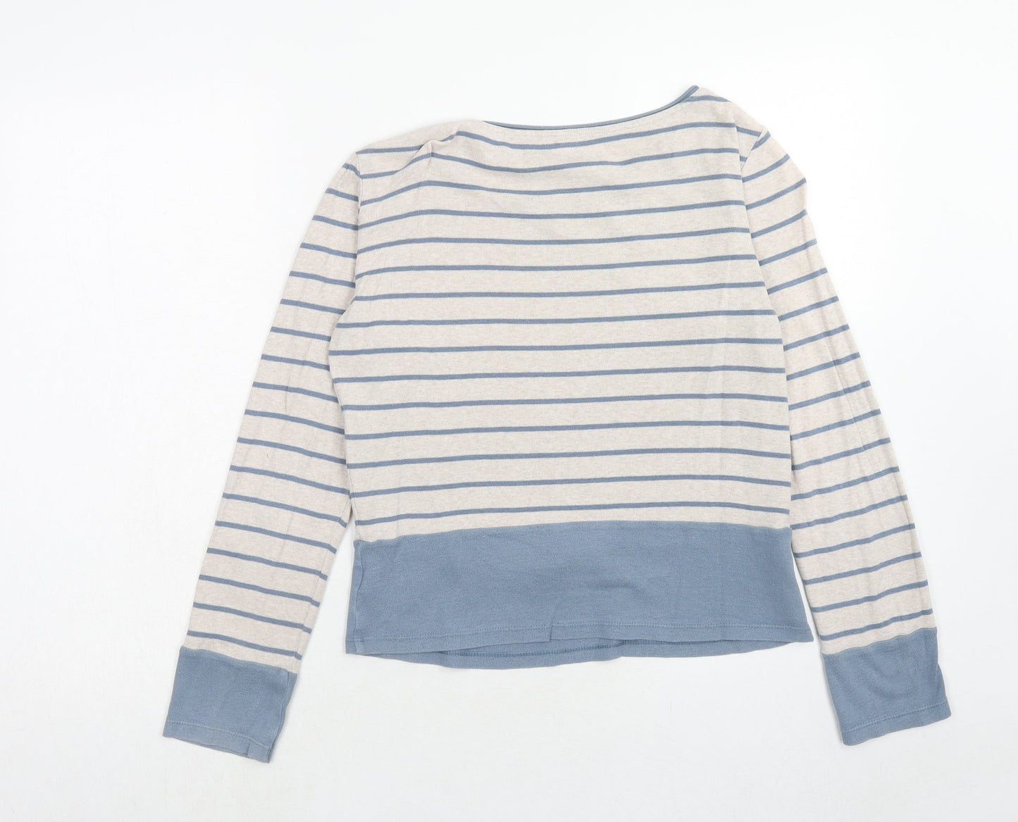 New Look Womens Blue Round Neck Striped Cotton Pullover Jumper Size 6