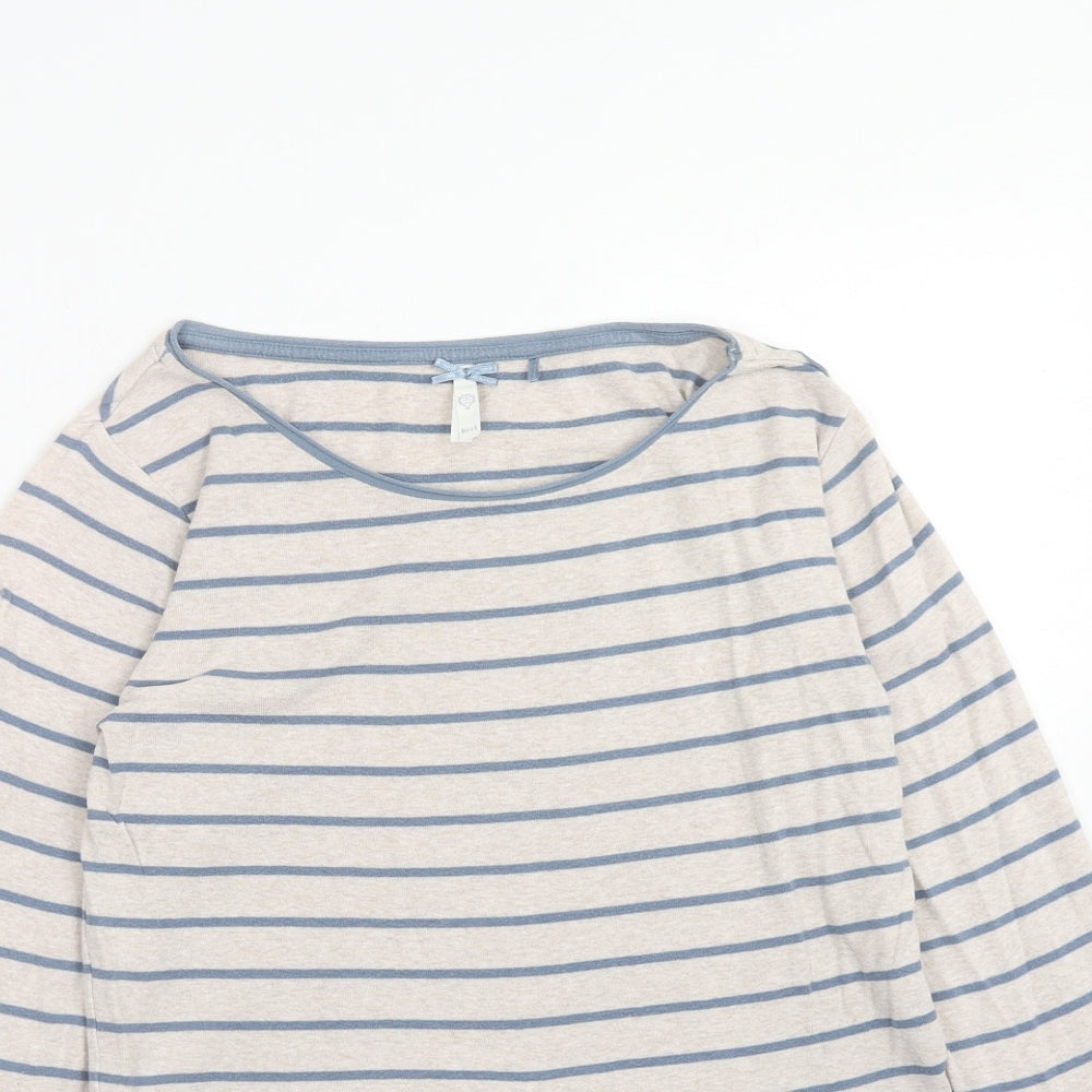 New Look Womens Blue Round Neck Striped Cotton Pullover Jumper Size 6