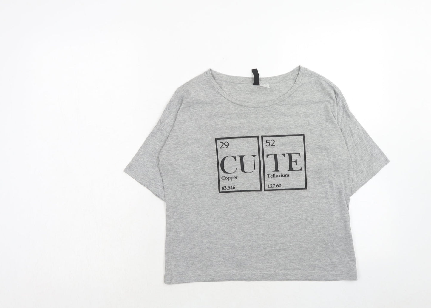 H&M Womens Grey Cotton Basic T-Shirt Size S Round Neck
