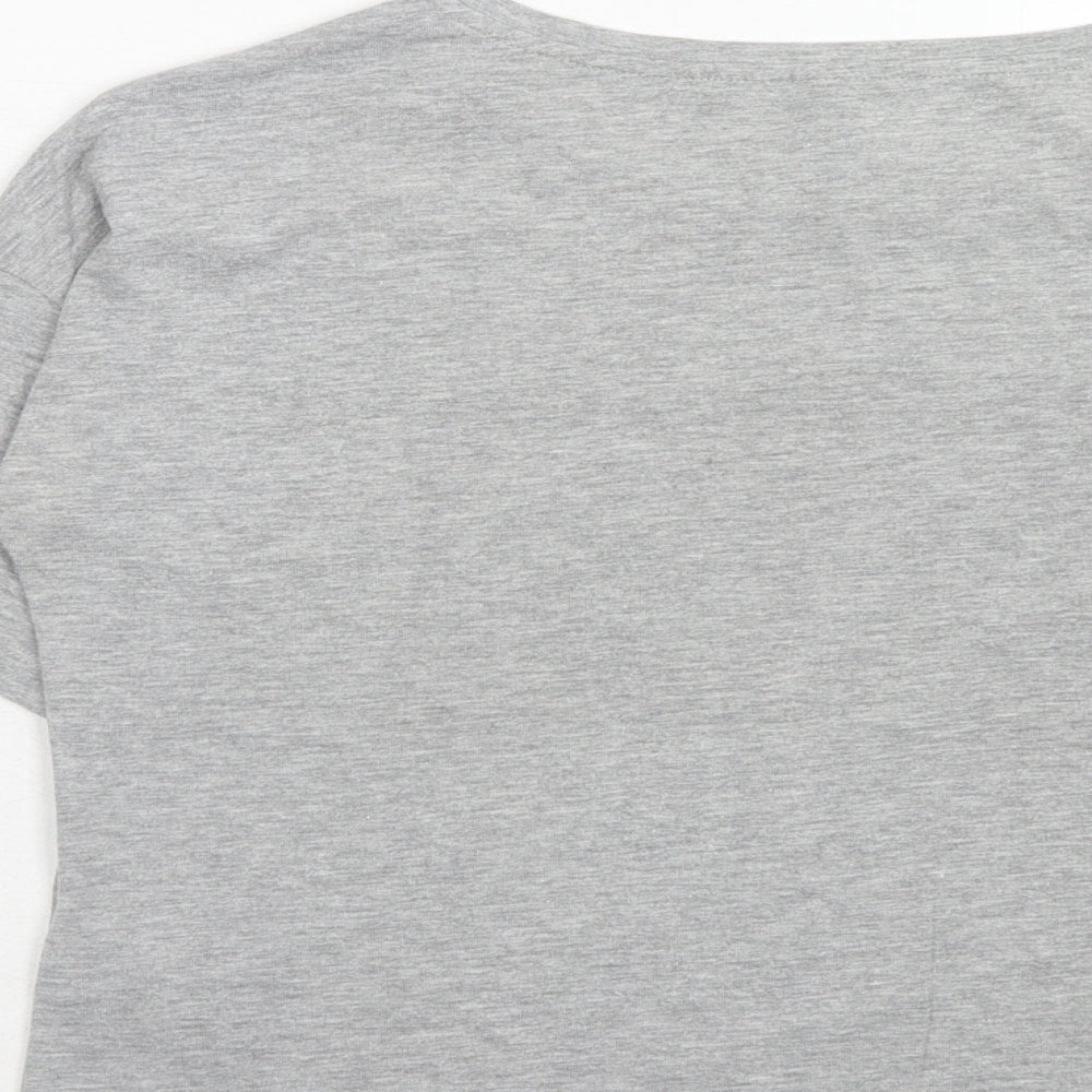 H&M Womens Grey Cotton Basic T-Shirt Size S Round Neck