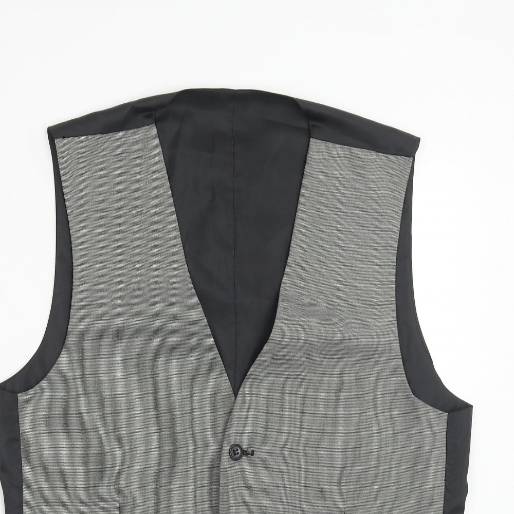 Marks and Spencer Mens Grey Polyester Jacket Suit Waistcoat Size 38 Regular