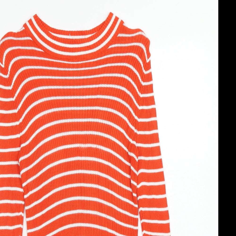 VILA Womens Red Round Neck Striped Viscose Pullover Jumper Size S
