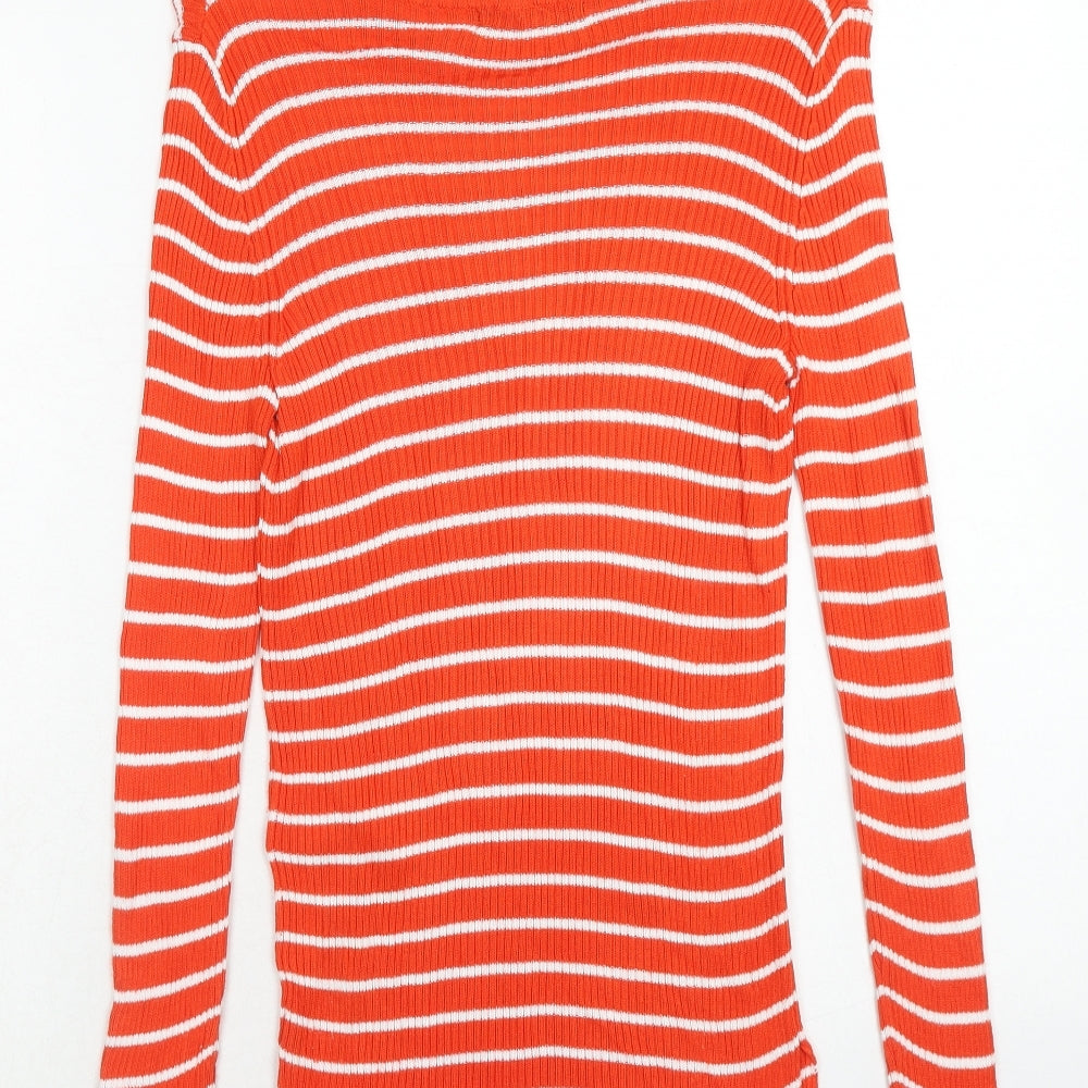 VILA Womens Red Round Neck Striped Viscose Pullover Jumper Size S