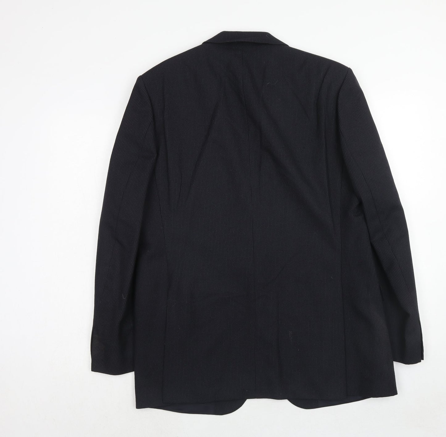 St Michael Mens Black Striped Polyester Jacket Suit Jacket Size 42 Regular