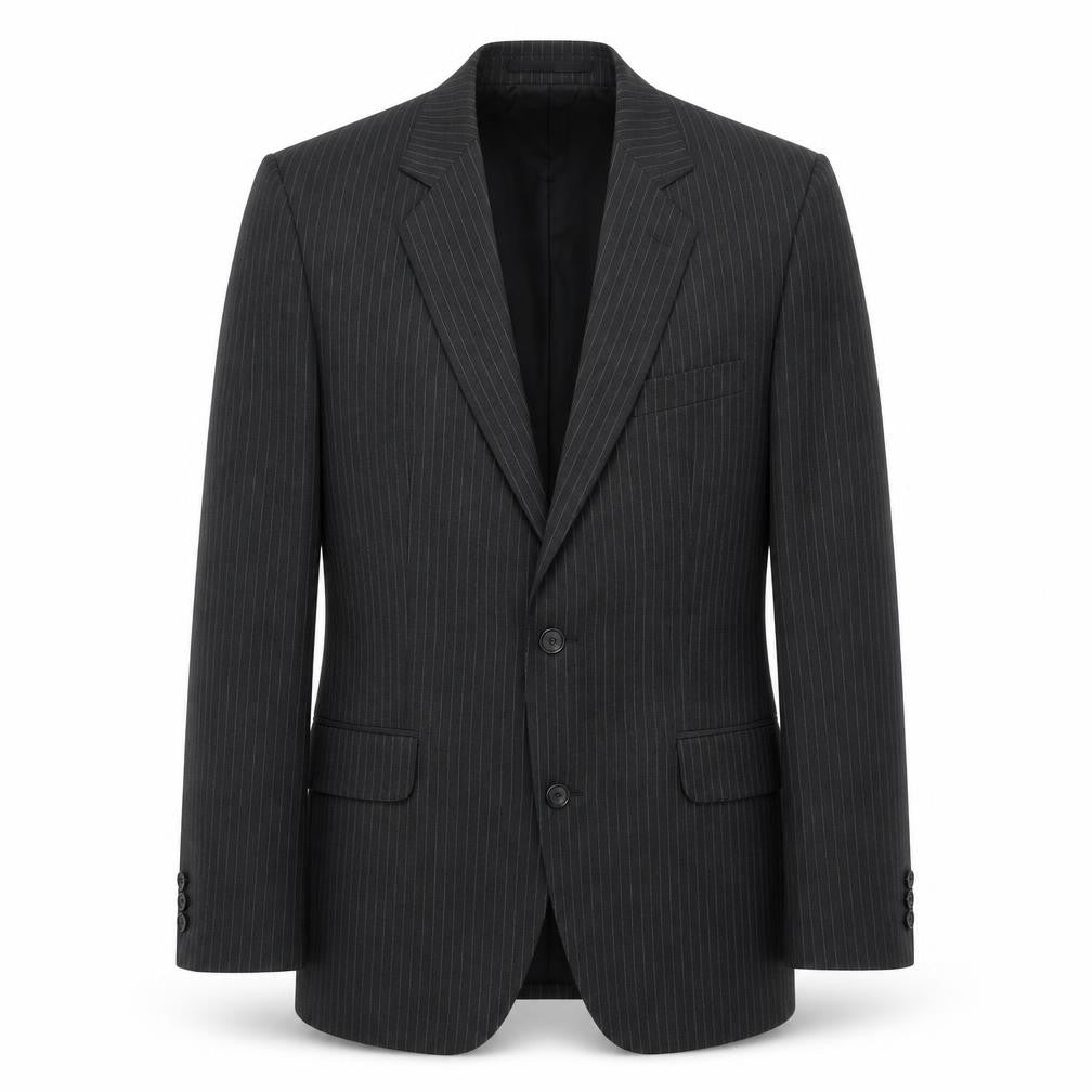 Varteks Mens Grey Striped Polyester Jacket Suit Jacket Size 38 Regular