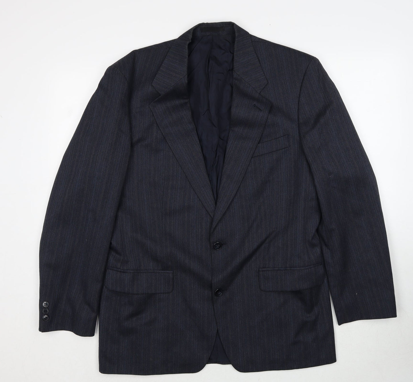 Marks and Spencer Mens Grey Striped Polyester Jacket Suit Jacket Size 40 Regular