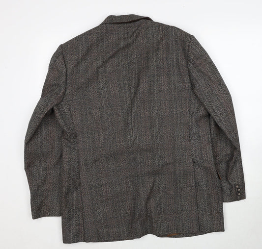 Preworn Mens Brown Striped Polyester Jacket Blazer Size 40 Regular