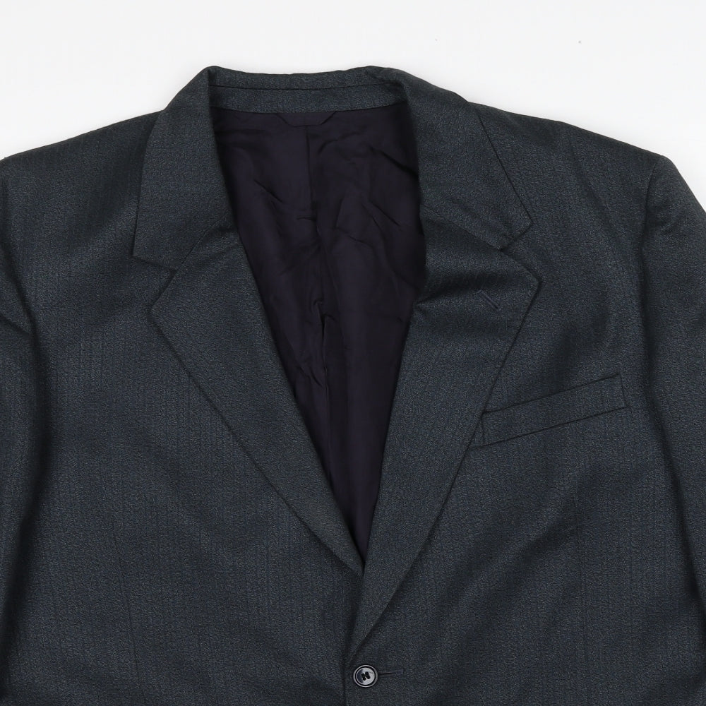 Preworn Mens Grey Striped Polyester Jacket Suit Jacket Size 42 Regular