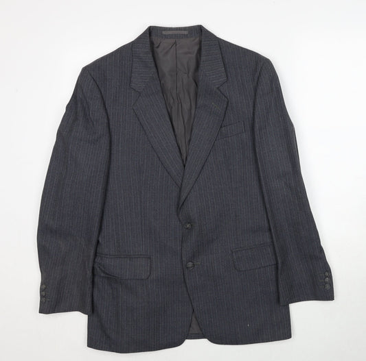 Hepworths Mens Grey Striped Wool Jacket Suit Jacket Size 38 Regular