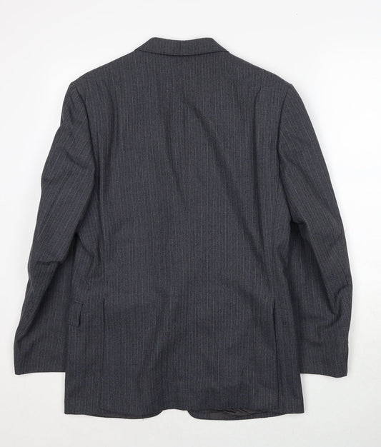 Hepworths Mens Grey Striped Wool Jacket Suit Jacket Size 38 Regular