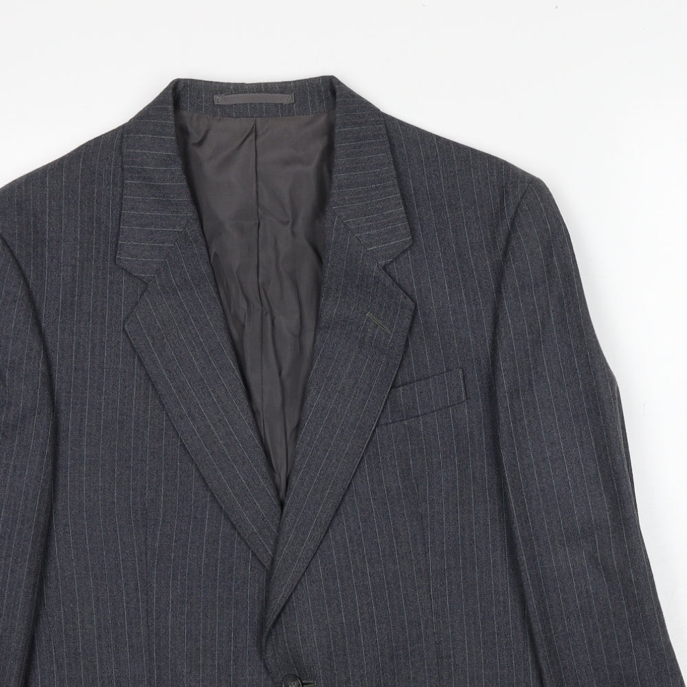 Hepworths Mens Grey Striped Wool Jacket Suit Jacket Size 38 Regular