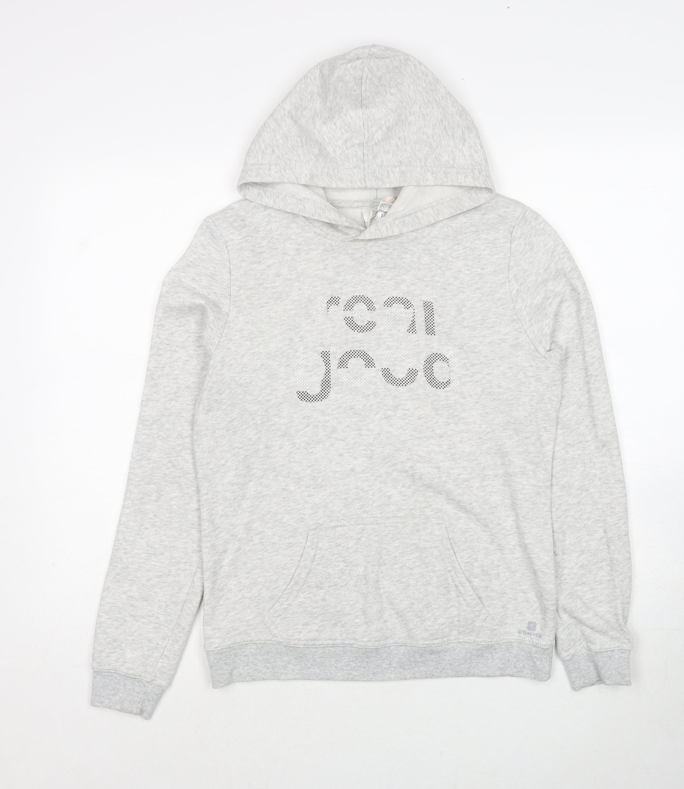 DECATHLON Womens Grey Cotton Pullover Hoodie Size M Pullover