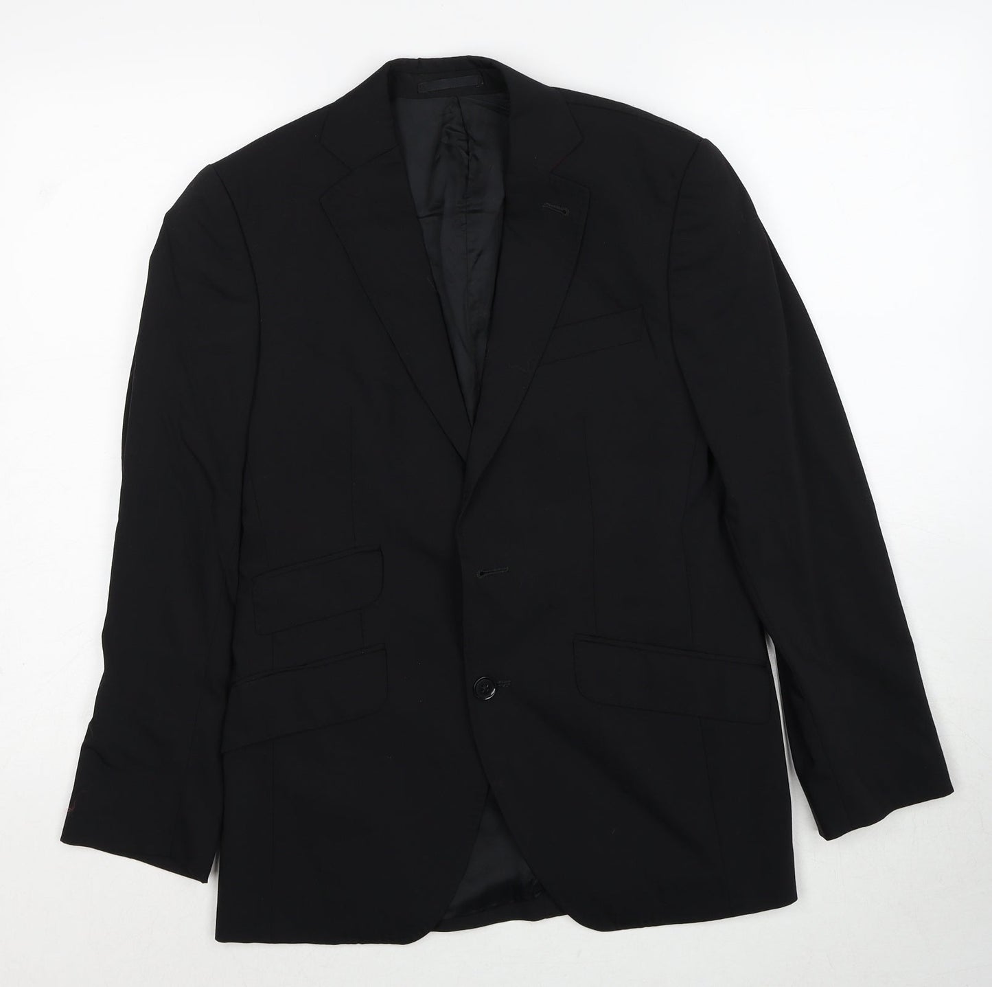 Oscar Flores Mens Black Wool Jacket Suit Jacket Size 34 Regular