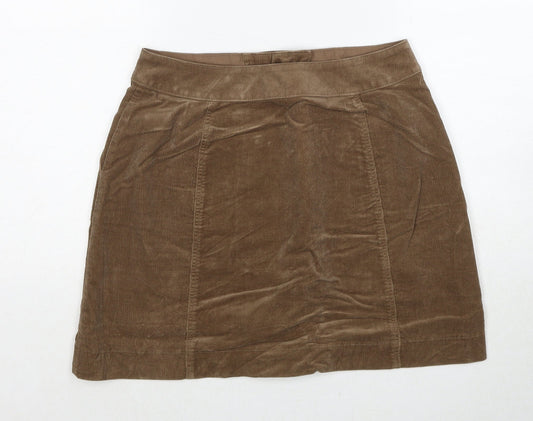 Uniqlo Womens Brown Cotton A-Line Skirt Size 26 in Button