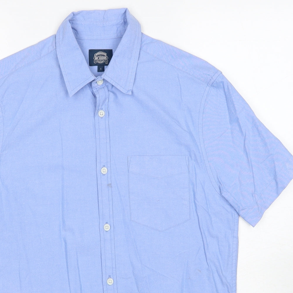 Cambridge Dry Goods Mens Blue Cotton Button-Up Size S Collared Button
