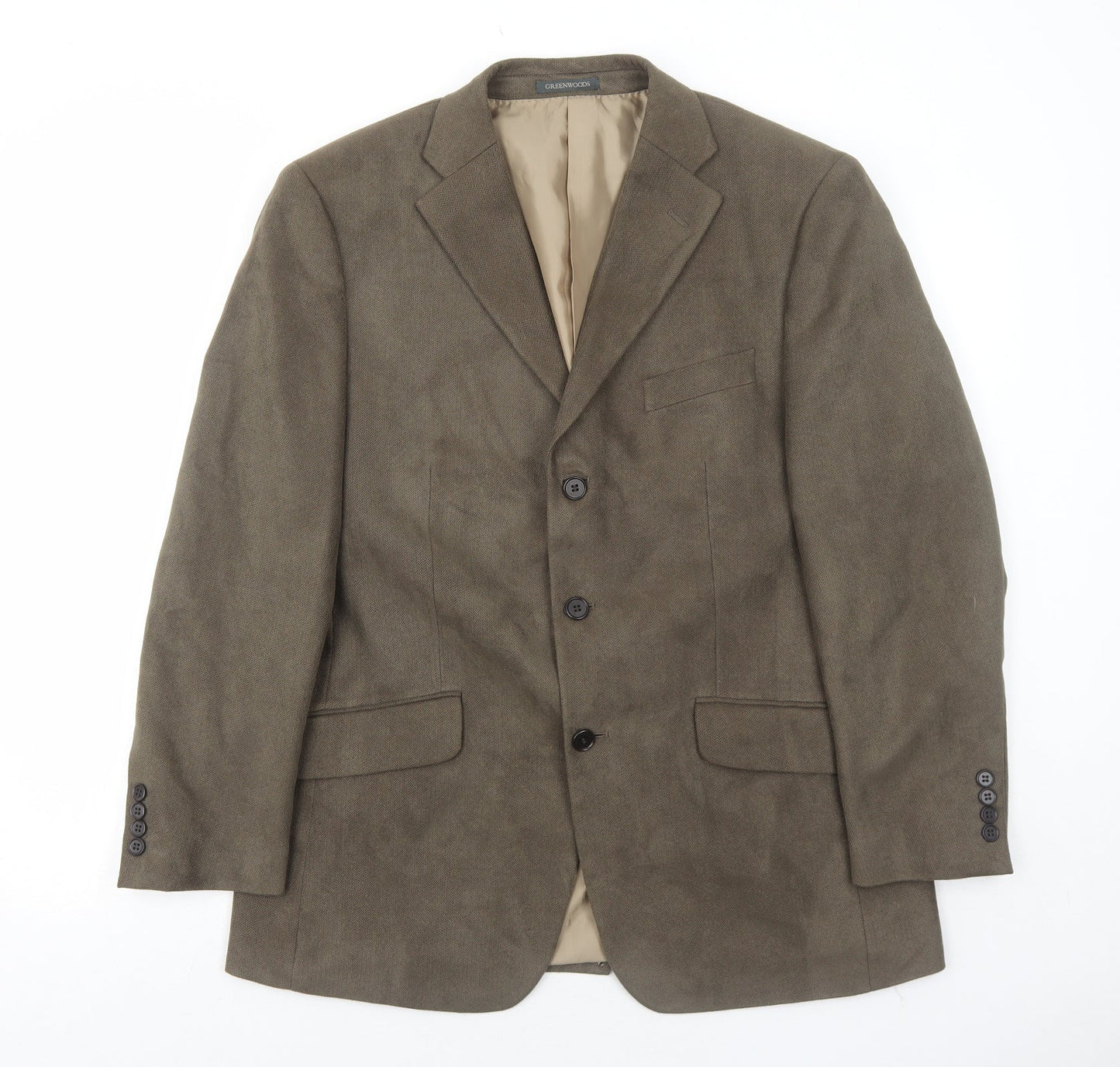 Greenwoods Mens Brown Polyester Jacket Blazer Size 40 Regular