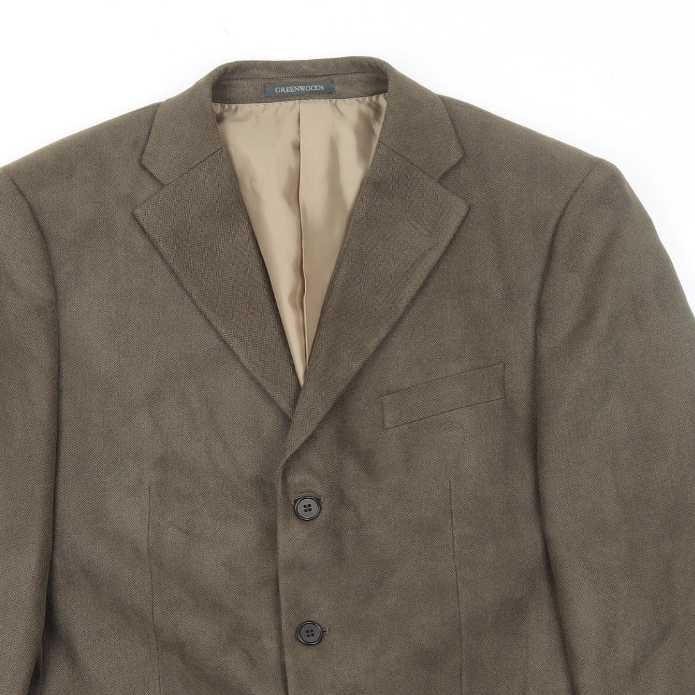Greenwoods Mens Brown Polyester Jacket Blazer Size 40 Regular