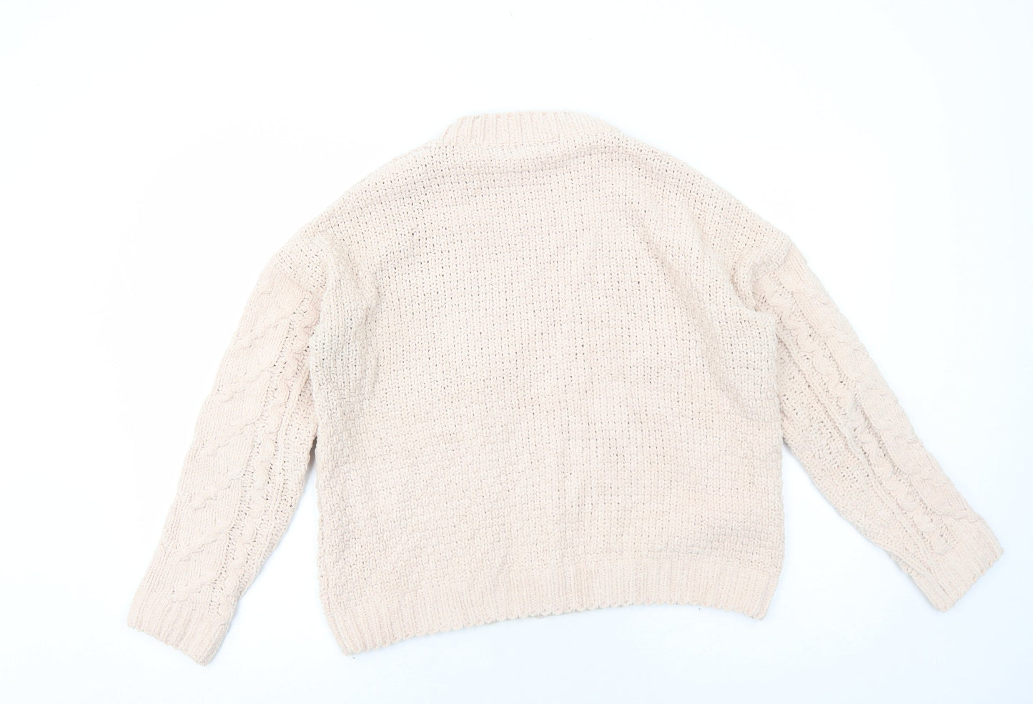 Papaya Womens Pink Round Neck Polyester Pullover Jumper Size S