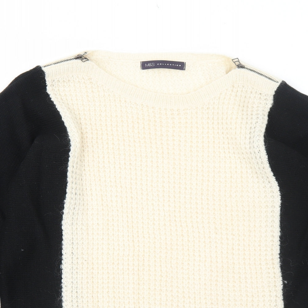 Marks and Spencer Womens Black Round Neck Acetate Pullover Jumper Size 12