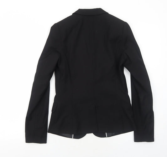Gina Tricot Womens Black Polyester Jacket Blazer Size 6 - Five-Button Jacket Sleeve