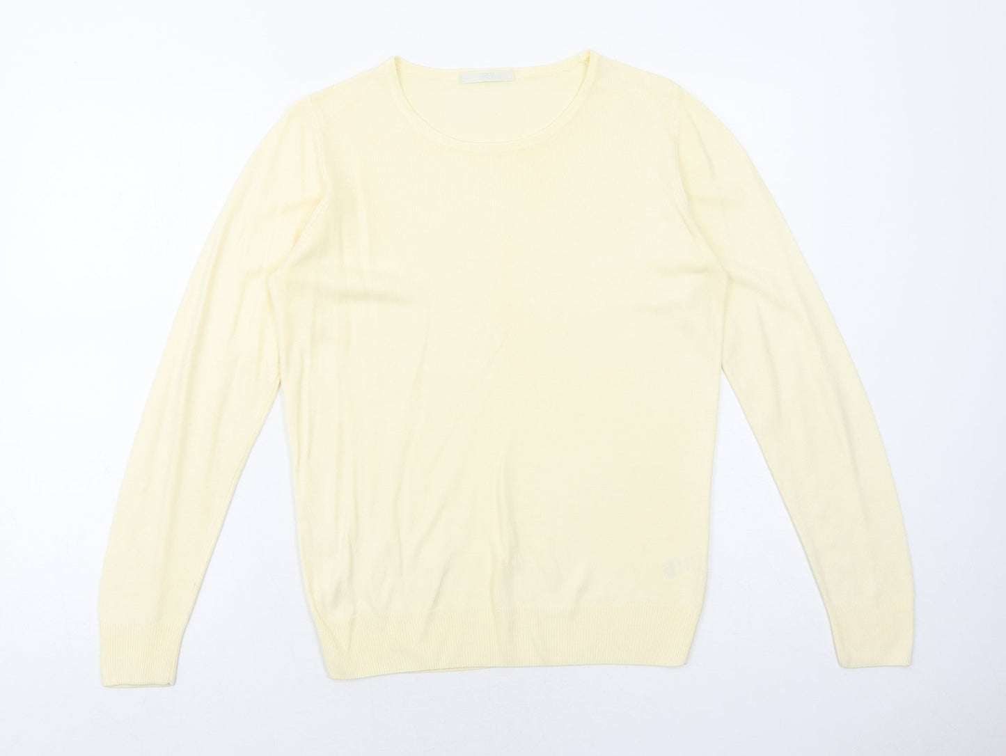 Marks and Spencer Womens Yellow Boat Neck Acrylic Pullover Jumper Size 8