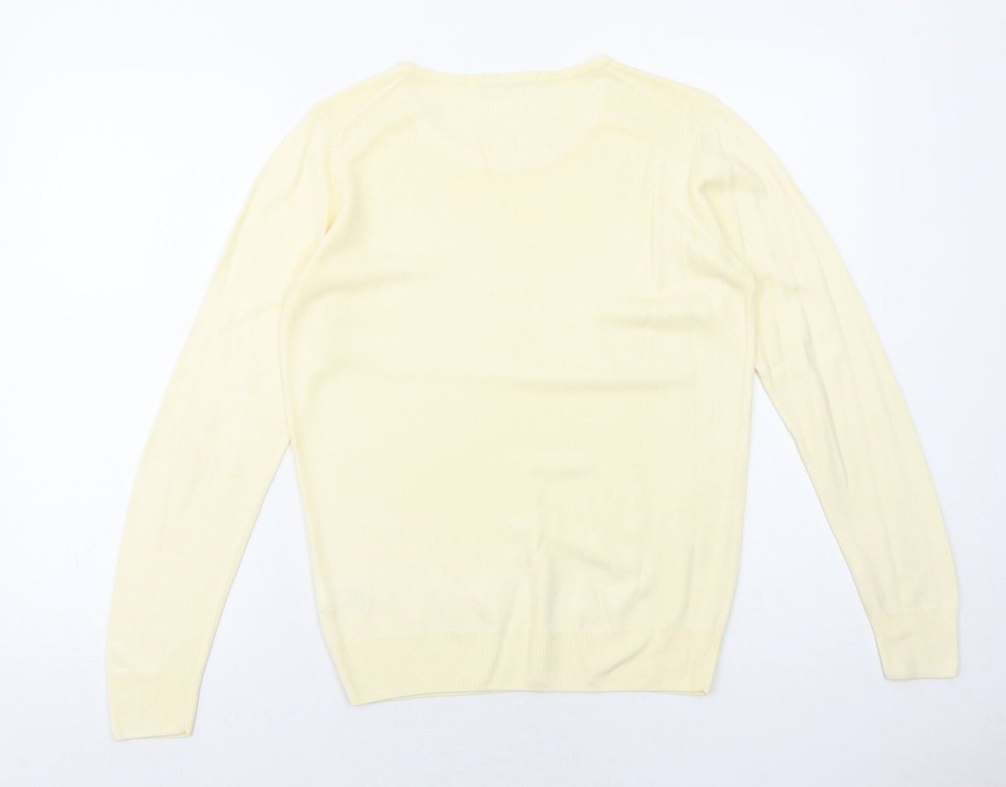 Marks and Spencer Womens Yellow Boat Neck Acrylic Pullover Jumper Size 8