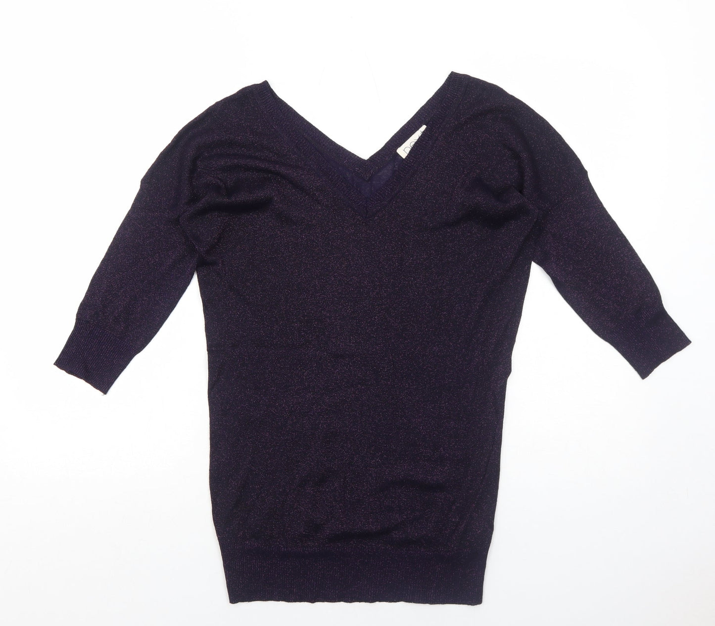 NEXT Womens Purple V-Neck Viscose Pullover Jumper Size 8