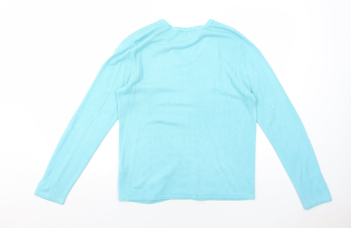 Bonmarché Womens Blue V-Neck Acrylic Pullover Jumper Size S