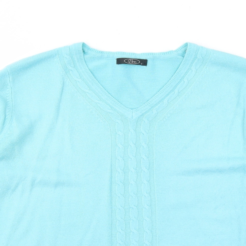 Bonmarché Womens Blue V-Neck Acrylic Pullover Jumper Size S