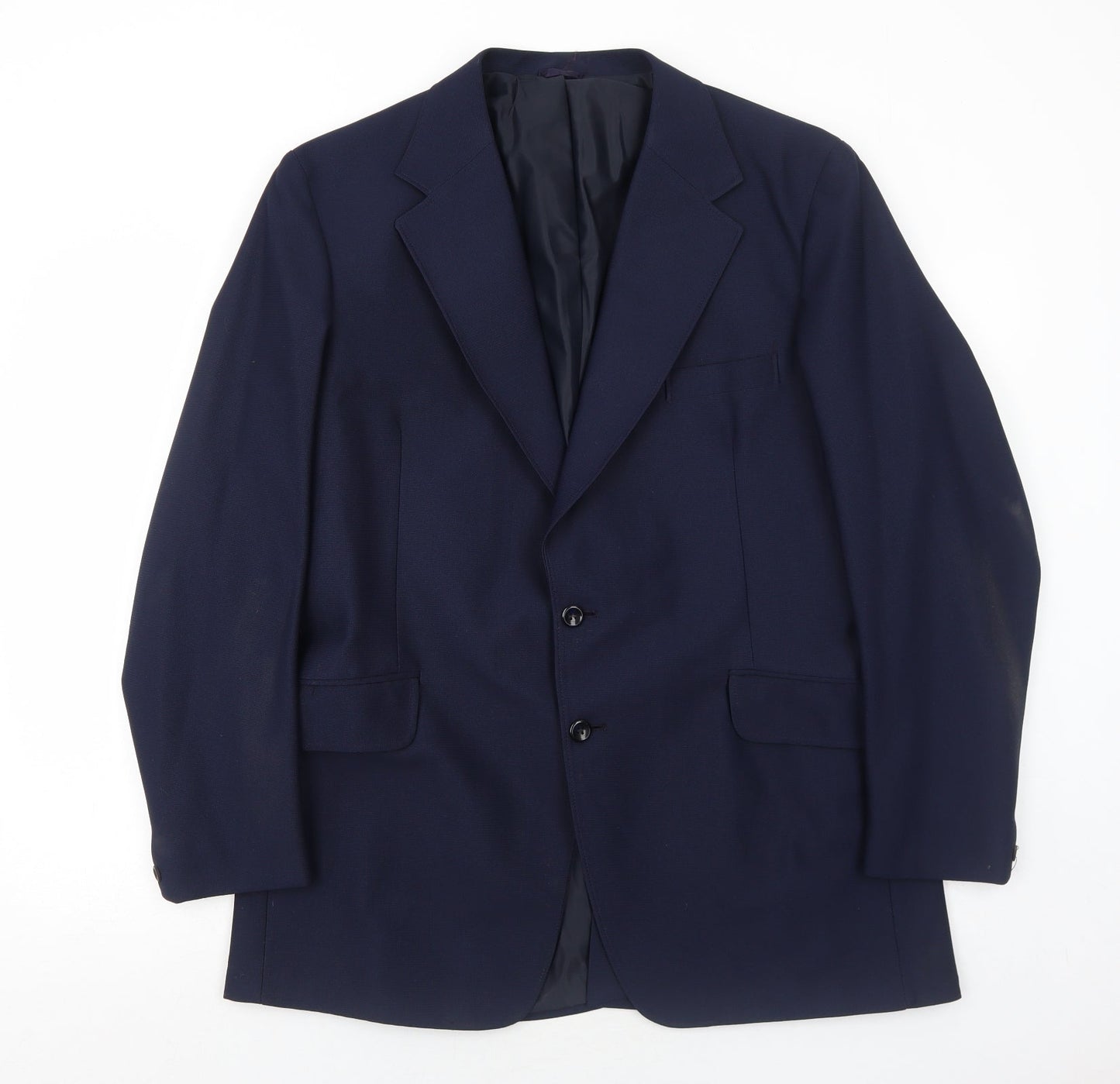 Crimplene Mens Blue Polyester Jacket Suit Jacket Size 42 Regular