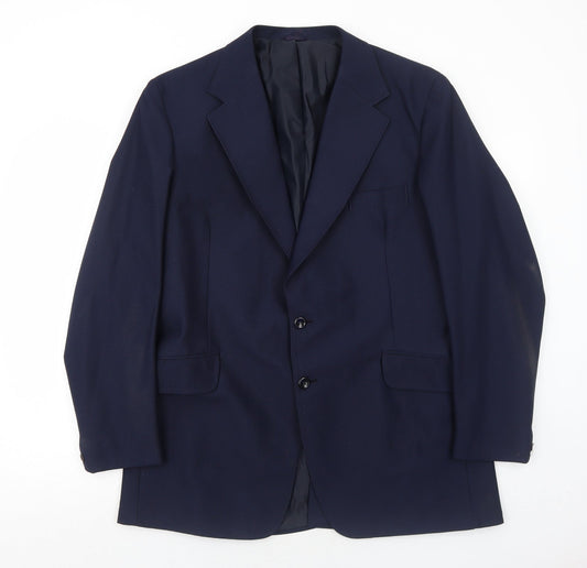 Crimplene Mens Blue Polyester Jacket Suit Jacket Size 42 Regular
