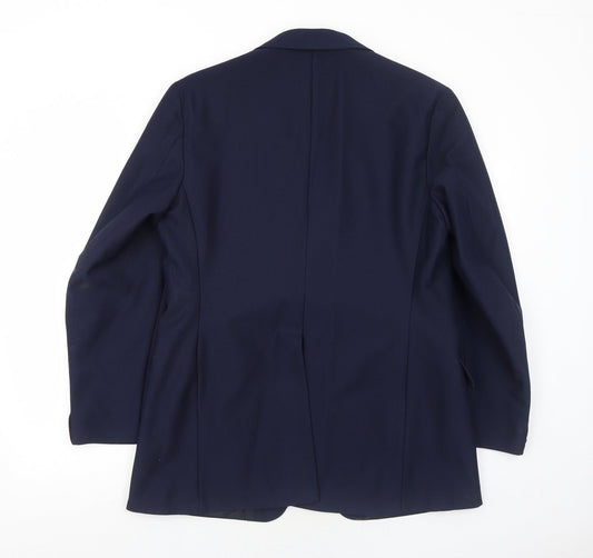 Crimplene Mens Blue Polyester Jacket Suit Jacket Size 42 Regular