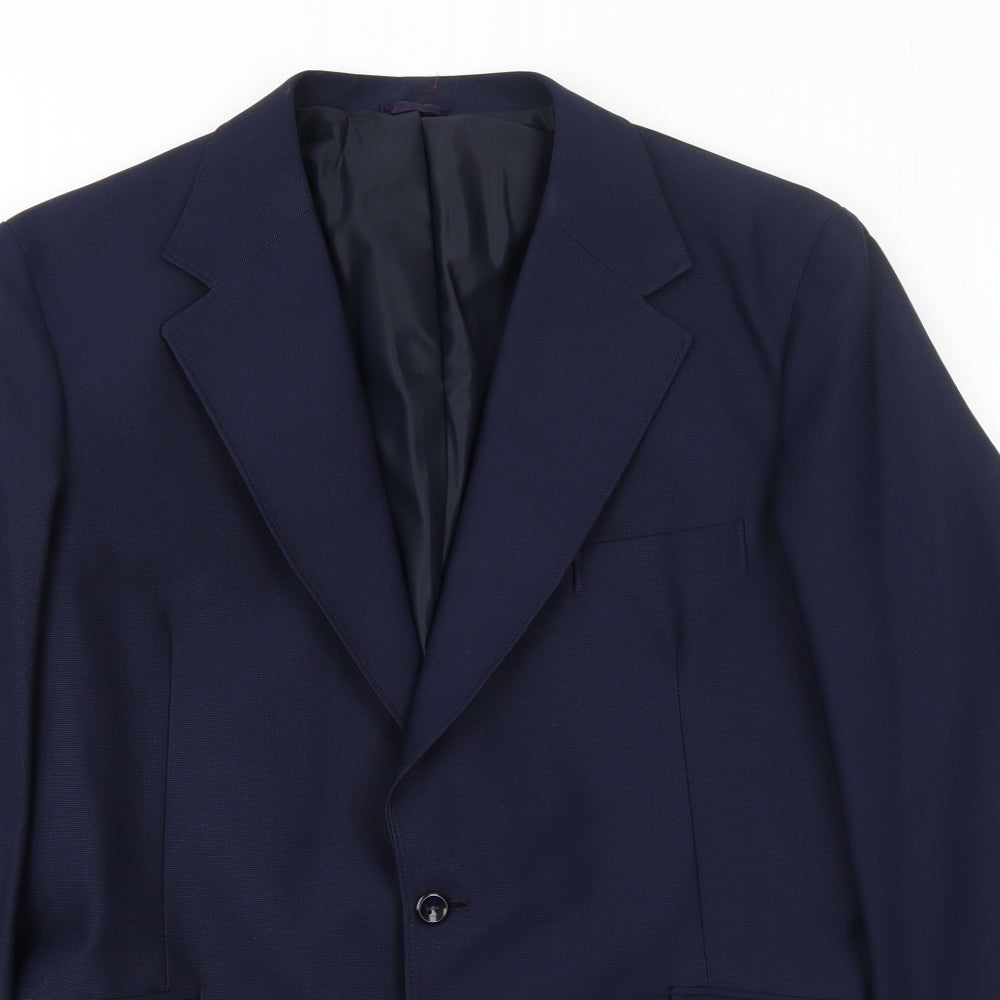 Crimplene Mens Blue Polyester Jacket Suit Jacket Size 42 Regular