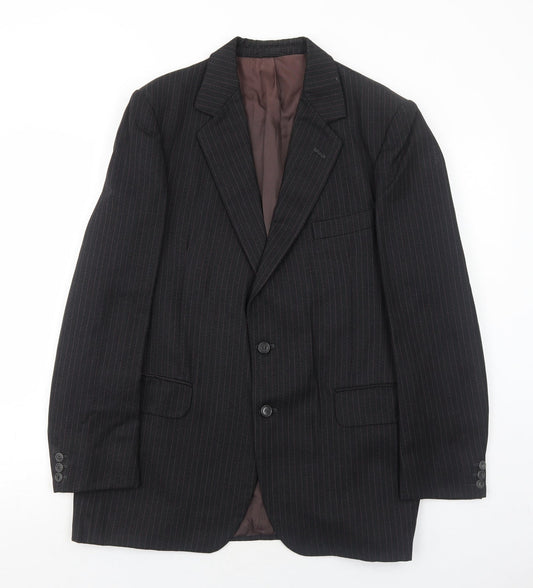 Maenson Mens Black Striped Polyester Jacket Suit Jacket Size 42 Regular