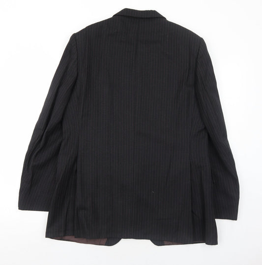 Maenson Mens Black Striped Polyester Jacket Suit Jacket Size 42 Regular